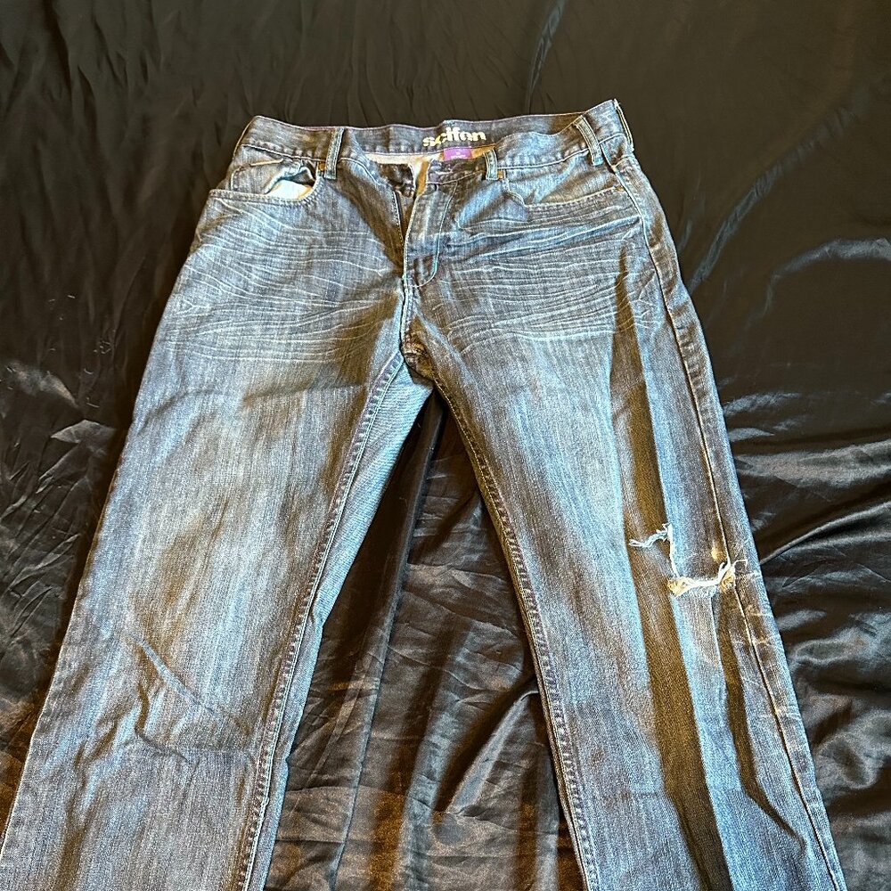 Scifen Washed Distressed Blue Jeans Mens Size 34